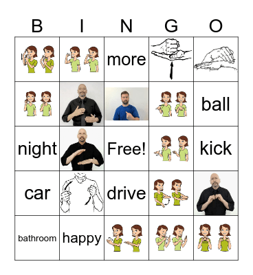ASL 99 Words Part 1A Bingo Card