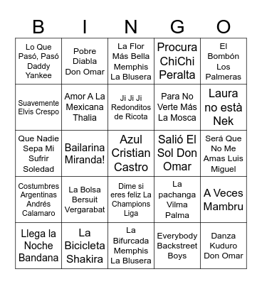 Bingo Musical Mix Bingo Card