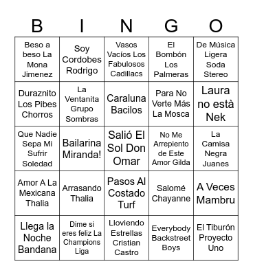 Bingo Musical Mix Bingo Card