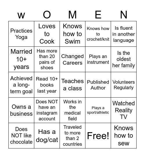 PAJAMAS & PEARLS BRUNCH BINGO Card