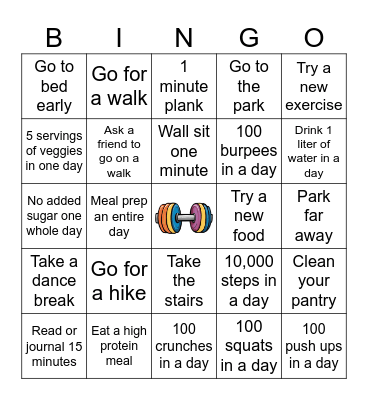 Fitness Bingo Card