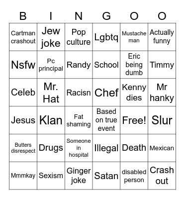 Duckys southpark bingo Card