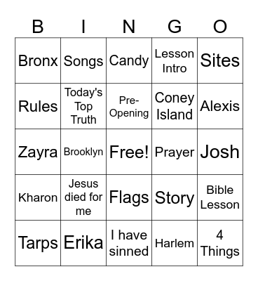 SUNDAY SCHOOL ROCKS! Bingo Card
