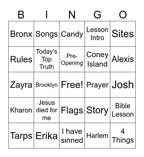 SUNDAY SCHOOL ROCKS! Bingo Card
