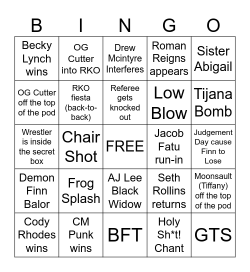 Elimination Chamber 2026 Chicago MS Bingo Card