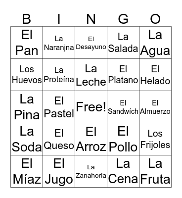 Spanish Bingo board Bingo Card