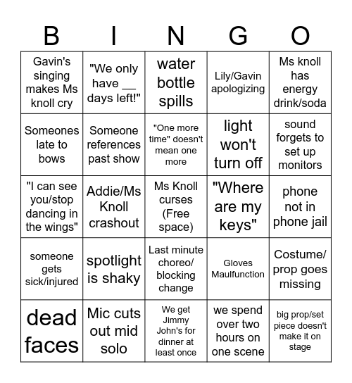 Tech Week Bingo Card