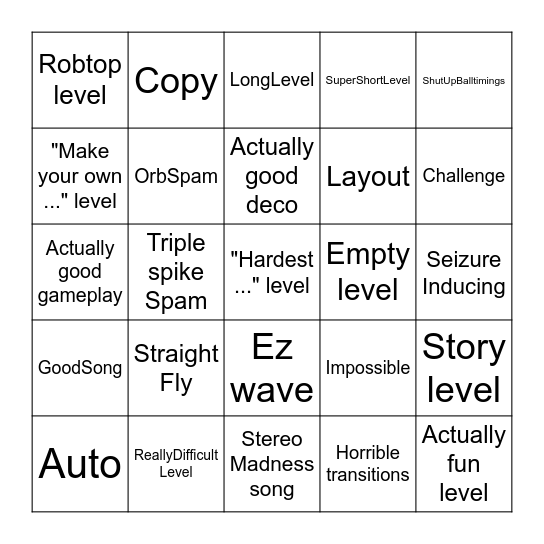 GD Recent Tab Bingo Card