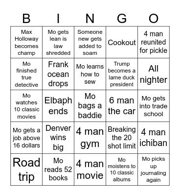 2026 Bingo Card
