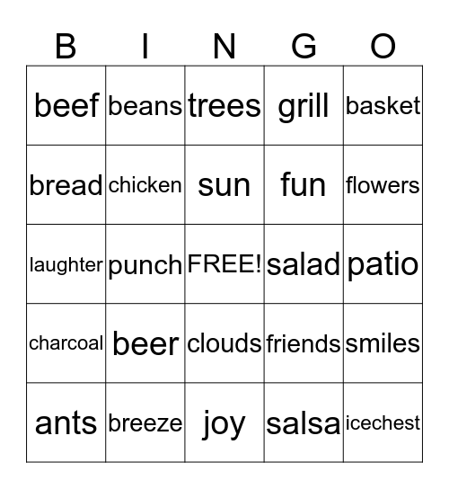 BBQ Bingo Card