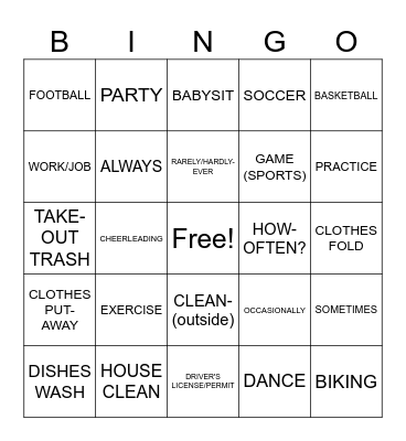 UNIT 4 ENRICH VOCABULARY PART ONE Bingo Card