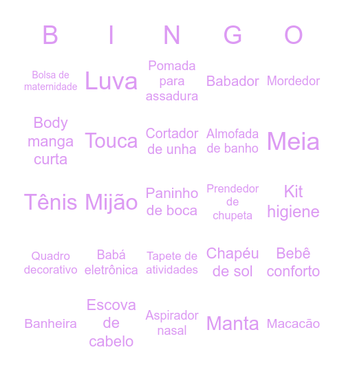Chá de bebê março 2026 Bingo Card