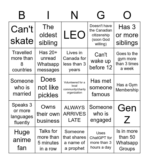 Iftar 2026 Bingo Card