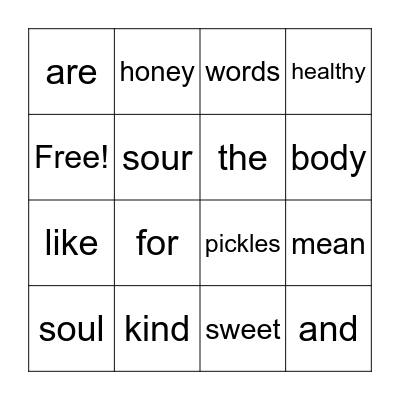 Proverbs 16:24 Bingo Card