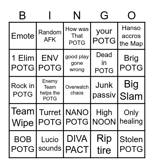 Atticus and COs POTG BINGOOO Bingo Card