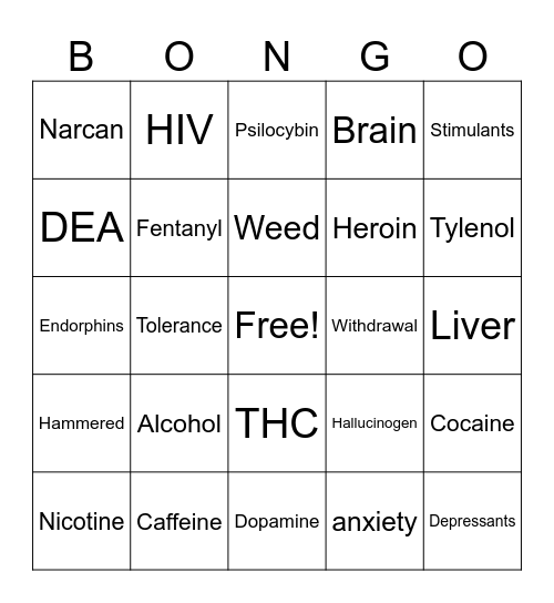 Residence Hall Association BONGO Bingo Card