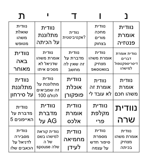 בינגו אל נוודה Bingo Card