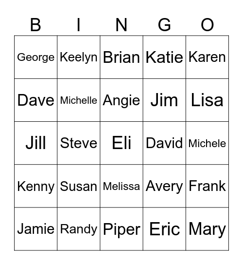 Friends Bingo Card