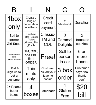 Cookie Bingo Card