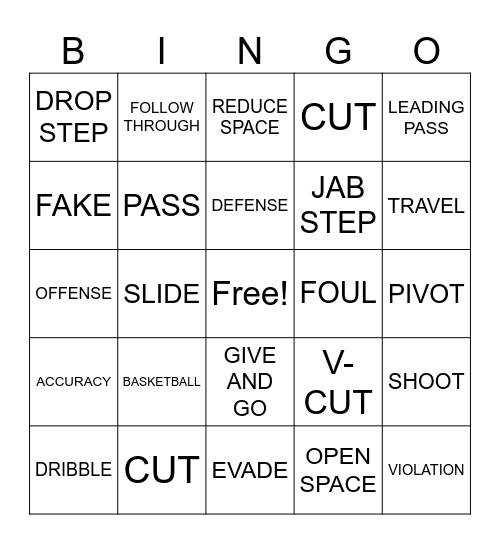 BASKETBALL BINGO Card