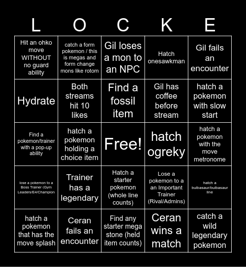 Egglocke/Cagelocke v5 Bingo Card