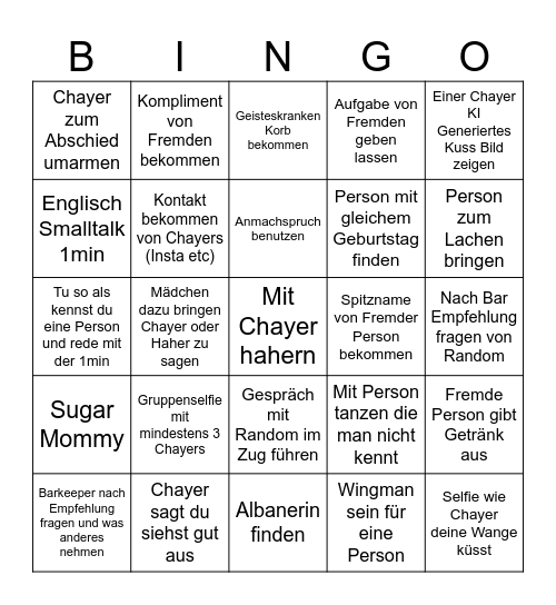 Bertour Bingo Card