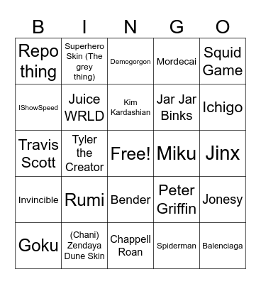 What Fortnite Skins Will We See in PCL? Bingo Card