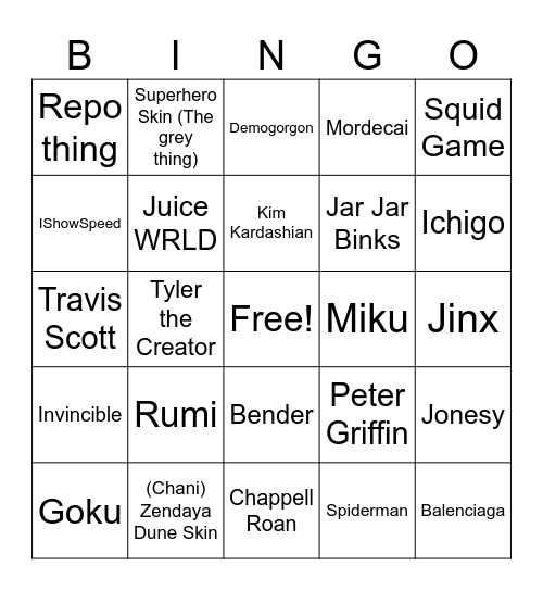 What Fortnite Skins Will We See in PCL? Bingo Card