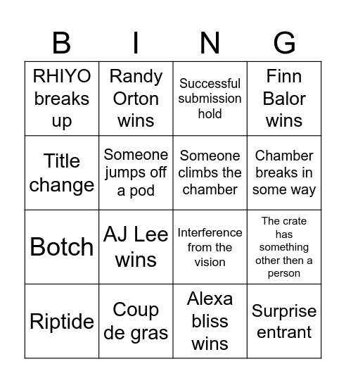 2026 elimination chamber Bingo Card
