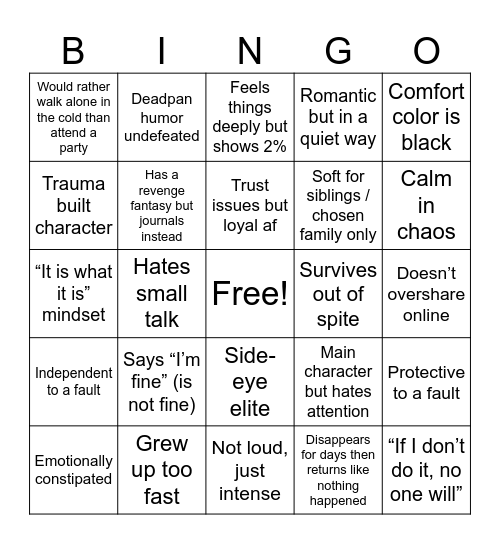 gen z stark house bingo Card