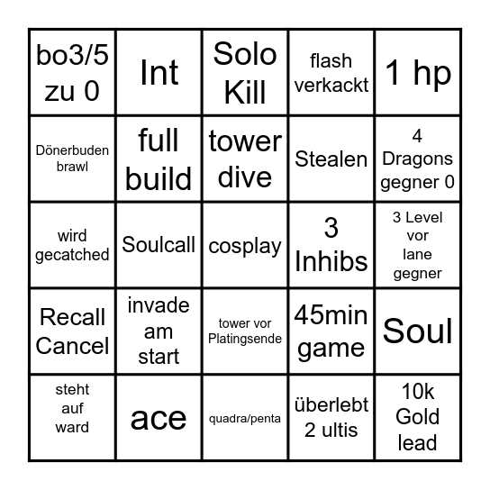 Lol Bingo Card