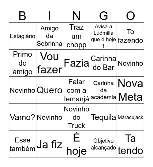 Meg Bingo Card