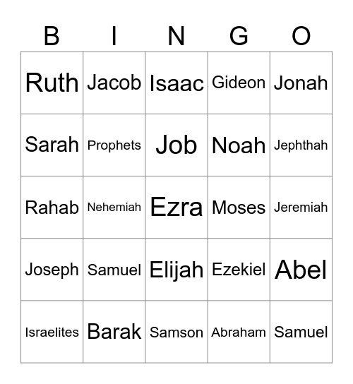 Hebrews 11 Bingo Card
