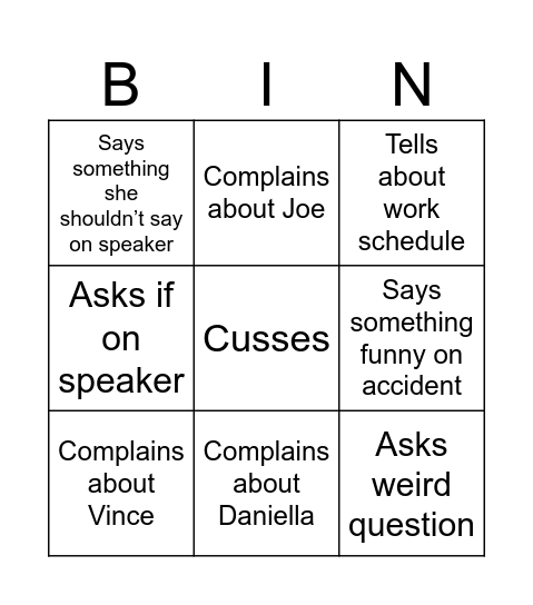 Mema Bingo Card