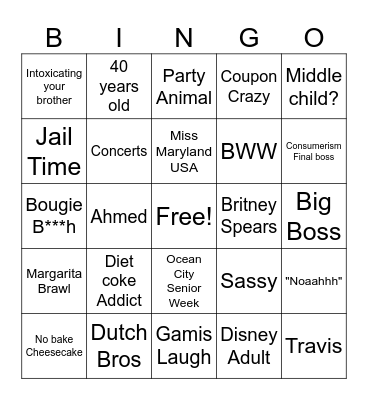 40th Bingo Card
