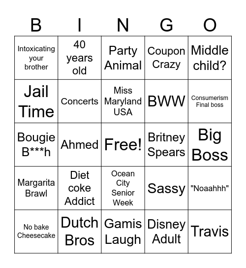 40th Bingo Card