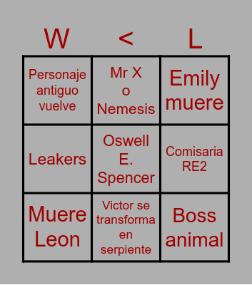 RE9: REQUIEM Bingo Card