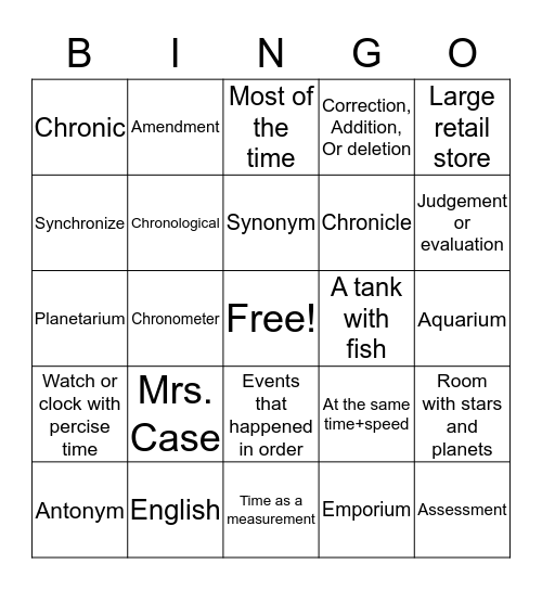 Lit bingo Card