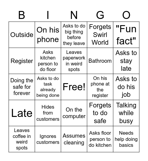 Jr. Bingo Card
