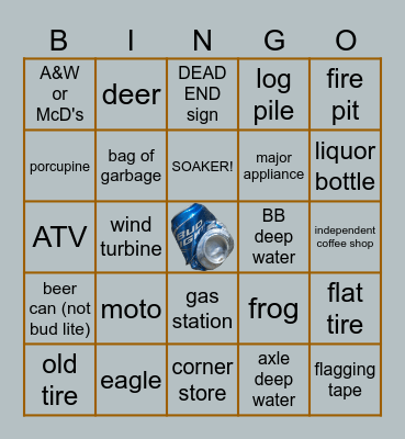 Gravel Bingo Card