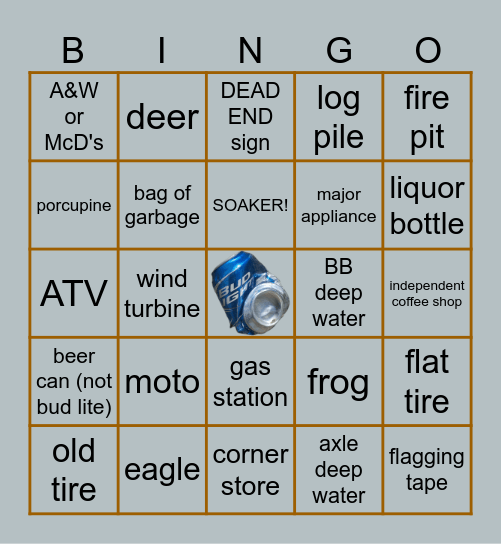 Gravel Bingo Card