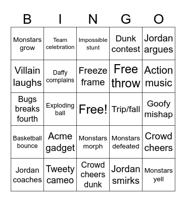 SPACE JAM Bingo Card