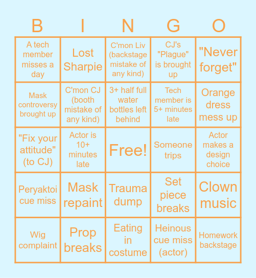 Oranges Bingo (V2) Bingo Card