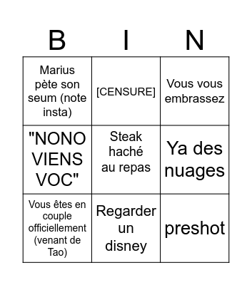 Mardi Orphée chez Tao Bingo Card