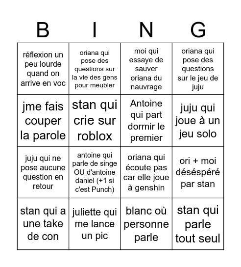 template sds Bingo Card