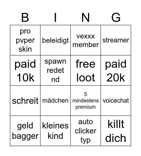 hugo bingo Card