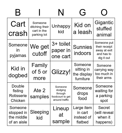 Costco bingoo Bingo Card
