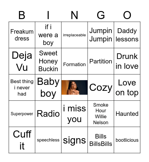 Beyoncé Bingo Card