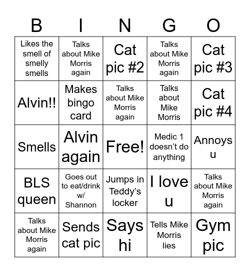 Sarah’s Bingo Card Bingo Card