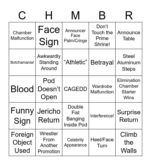 Elimination Chamber Bingo! Bingo Card
